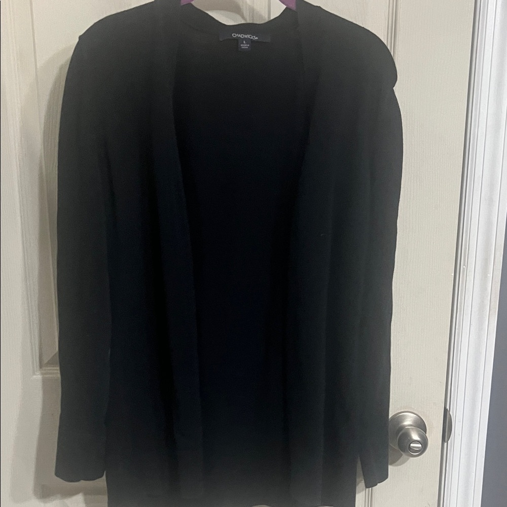 Chadwicks Elegant Black Button-Up Cardigan